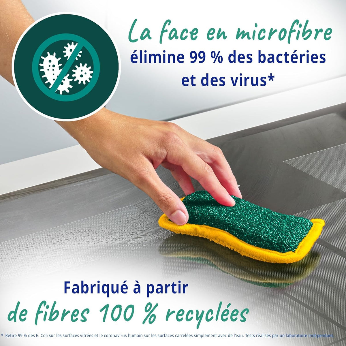 SPONTEX Flex & Wash Éponges réutilisables lavables en machine non abrasives 4 éponges