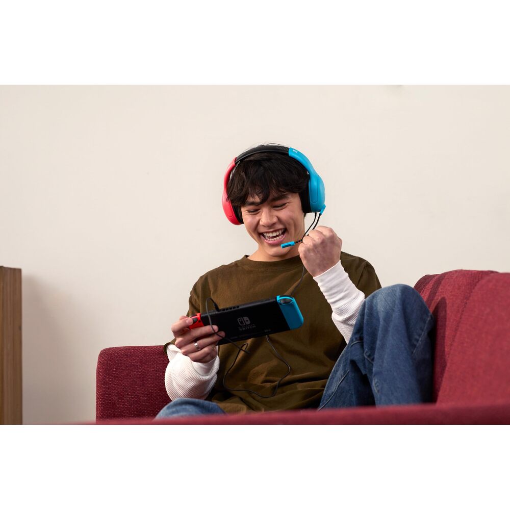 TURTLE BEACH Airlite Fit Casque Gaming Filaire (Prise 3.5mm) - Micro Muet par Basculement - Nintendo Switch, Switch Lite, Switch OLED, PC & Mobile - Bleu/Rouge
