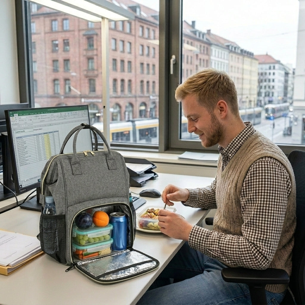 Sac à dos de voyage isotherme pour ordinateur portable 15,6 pouces pour femmes et hommes avec port USB, fonction glacière imperméable, Noir