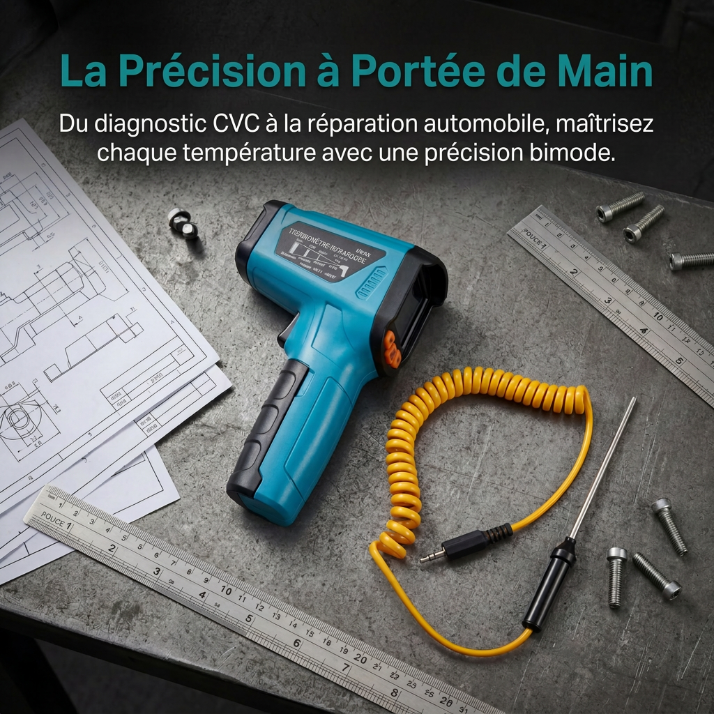 TILSWALL Thermomètre infrarouge (Non destiné aux personnes) -50 °C à 800 °C Thermomètre laser numérique infrarouge avec écran LCD de cuisson pour cuisson/barbecue/four à pizza/congélateur/industrie