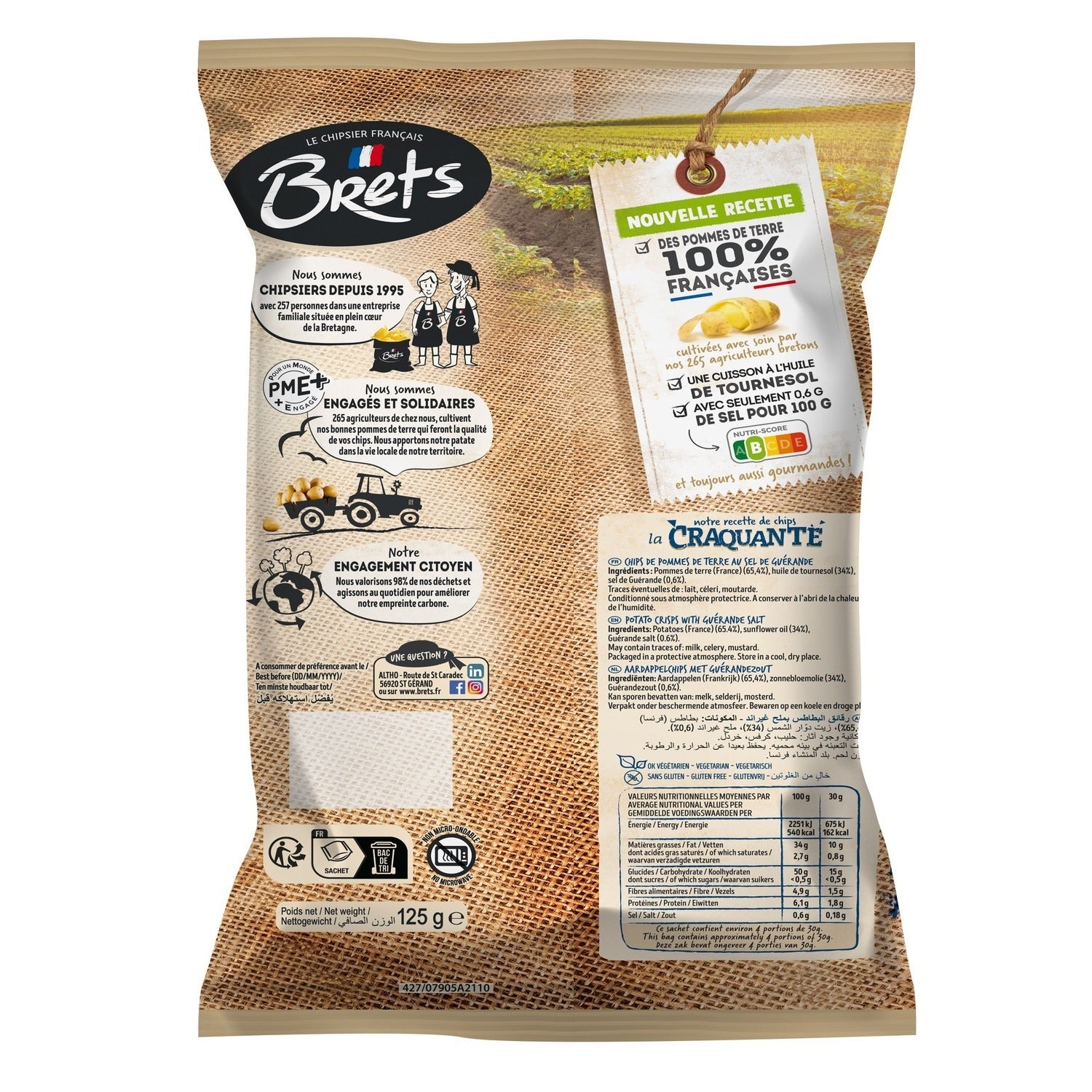 BRETS chips craquant sel 125g