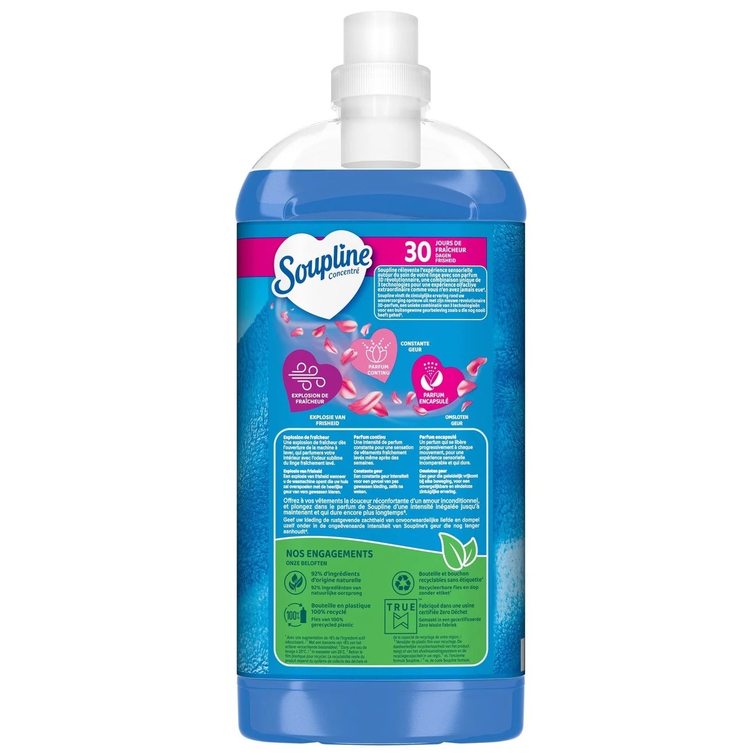 SOUPLINE Grand Air Adoucissant Concentré, Fraîcheur 30 Jours, 64 Lavages, 1,35 L