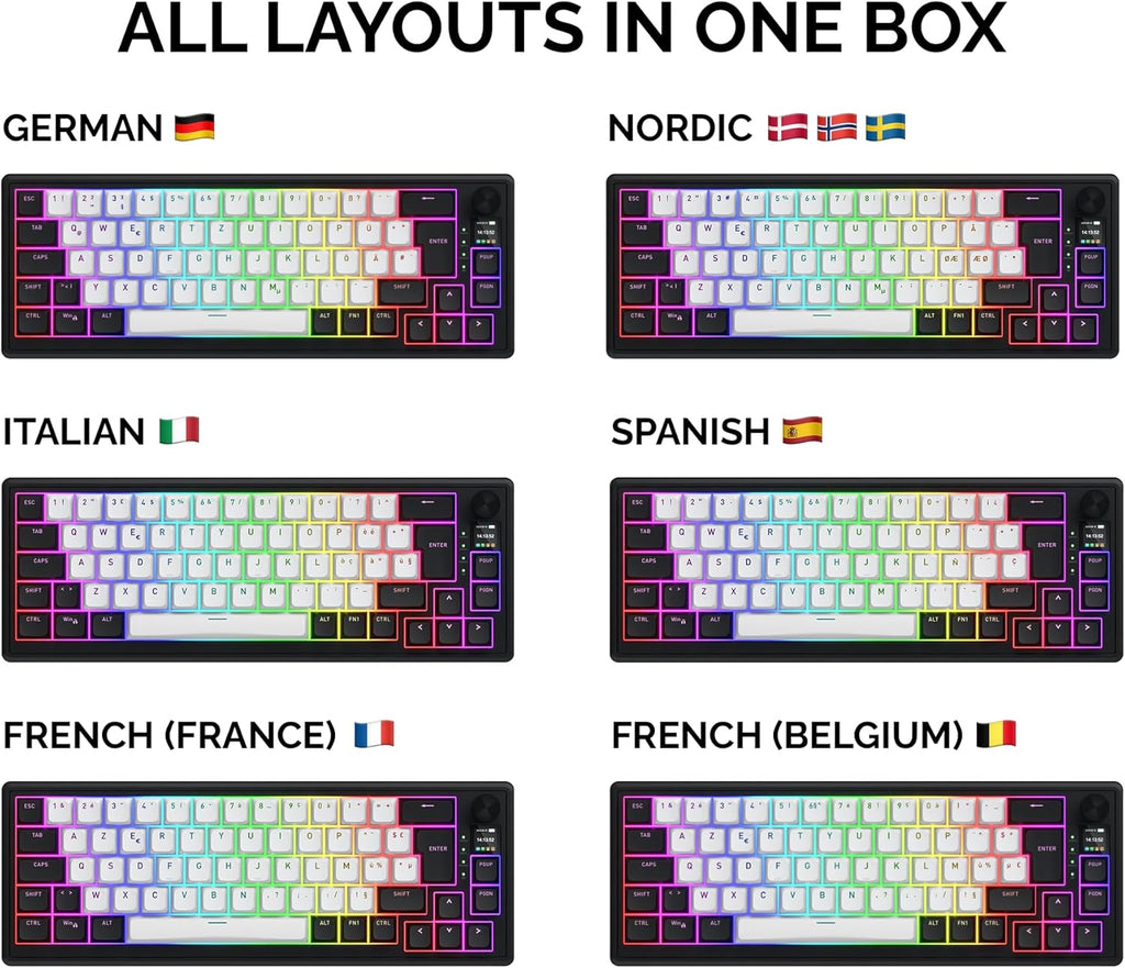 Hator Clavier Gamer sans fil magnétique Skyfall 65 Mag Ultima 8K TKL RGB - Noir