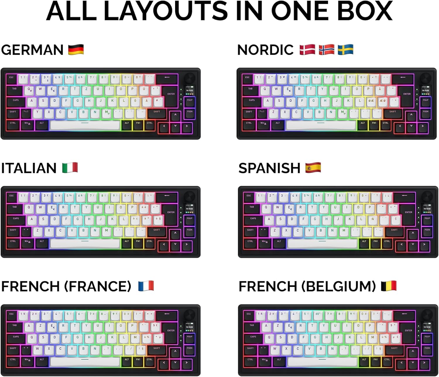 Hator Clavier Gamer sans fil magnétique Skyfall 65 Mag Ultima 8K TKL RGB - Noir