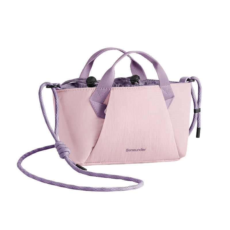 Beneunder LC169 mini sac bandoulière extensible, imperméable, résistant aux taches d’huile et durable, capacité extensible de 1.2L à 3.6L, seulement 98 grammes, ultra-léger, conception à compartiments multiples, lavable, modèle rose