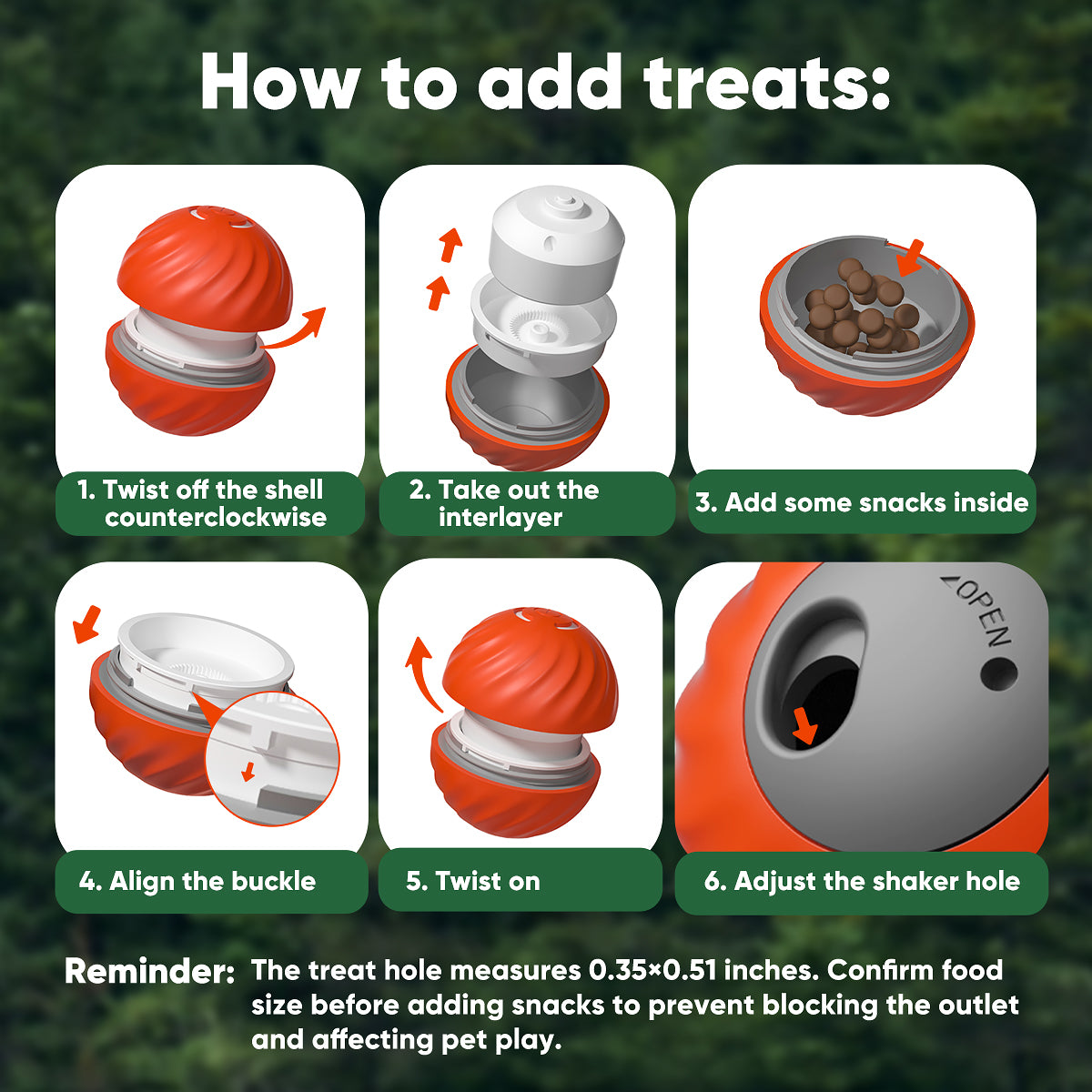 Petgravity Snack Shack Ball - Jouet interactif rebondissant, 72 mm, Orange