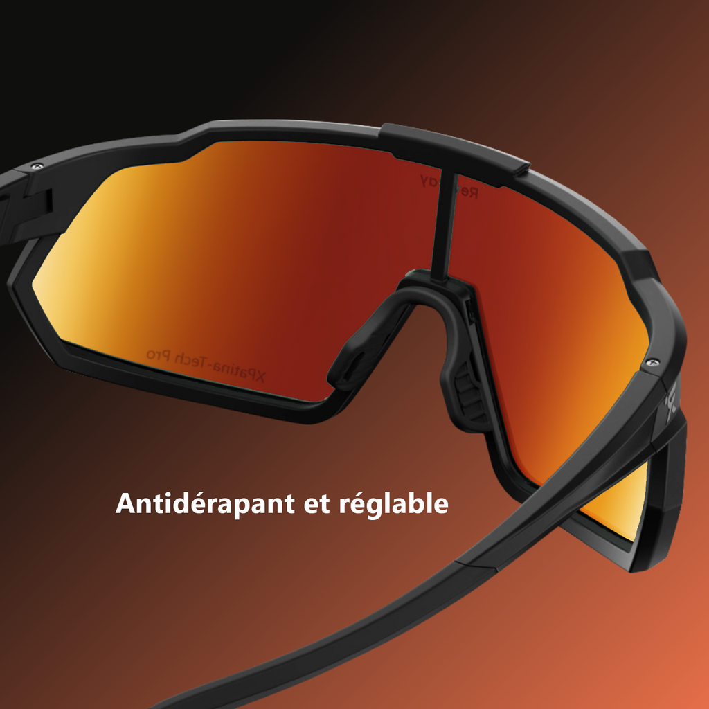 Revoray Y1 Lunettes de soleil de cyclisme avec verres polarisés TAC haute définition, monture TR90 ultra-légère 33g, protection UV 400, revêtement hydrophobe et oléophobe - Orange