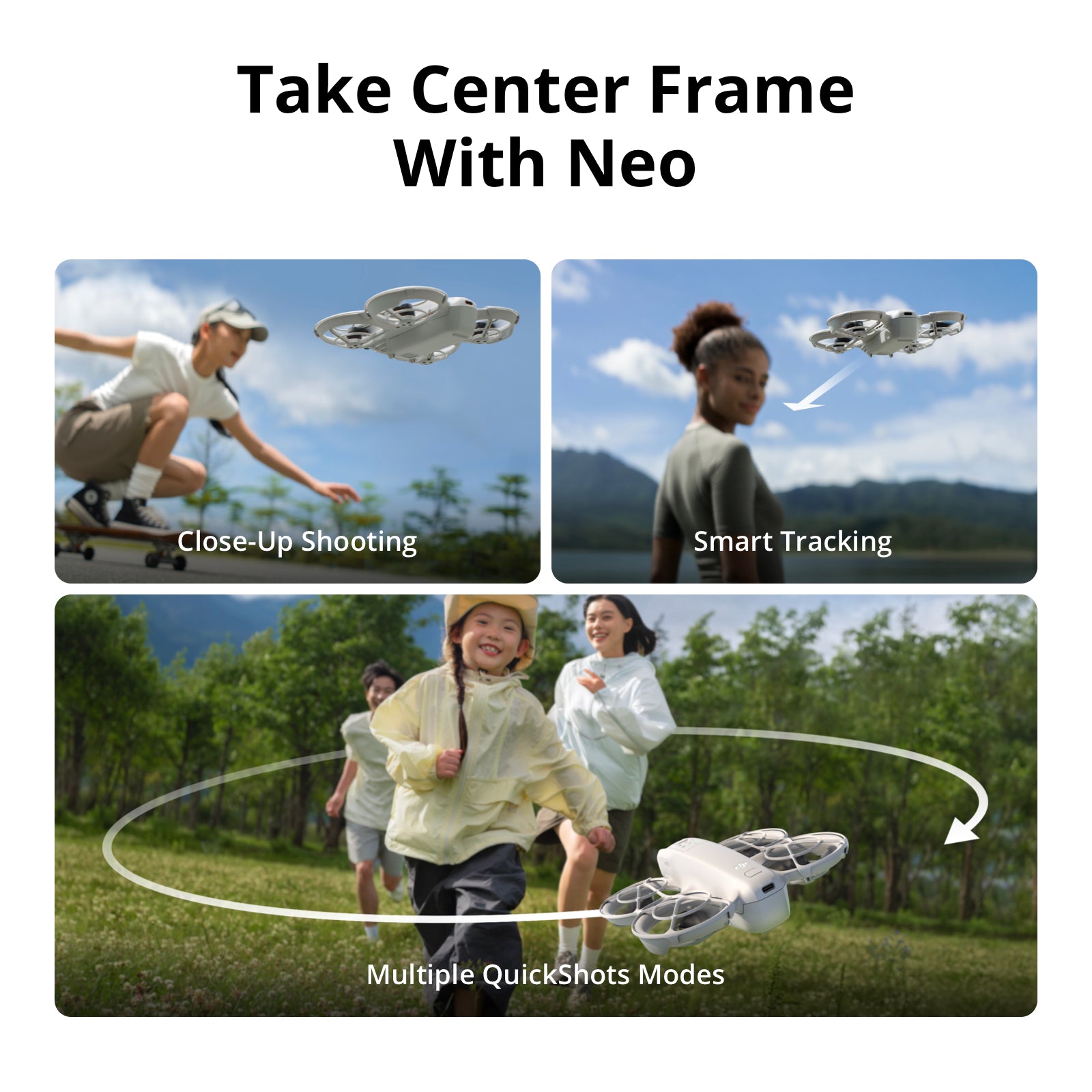 DJI Neo Fly More Combo, drone miniature avec caméra 4K, 135 g, vol autonome, avec télécommande RC-N3 et 3 batteries