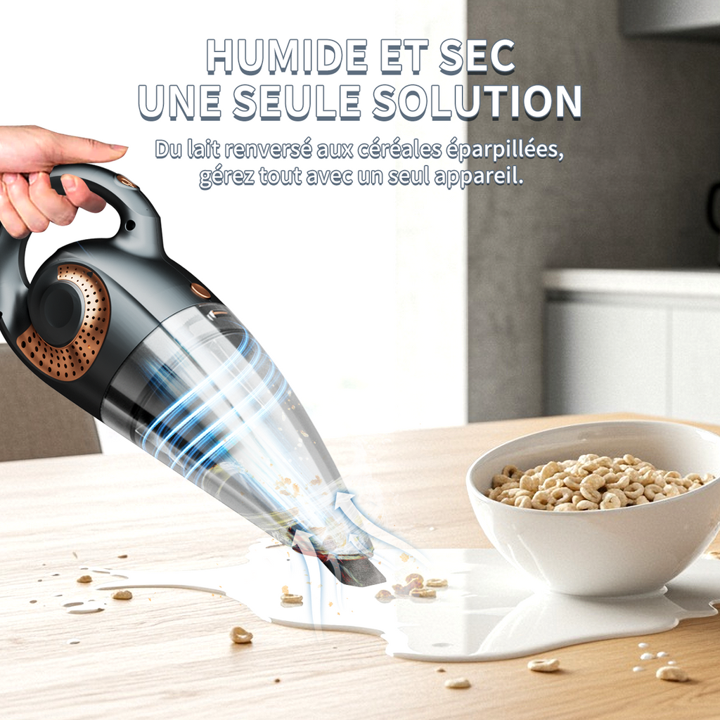 ATSHARK Aspirateur à Main Sans Fil Rechargeable, Puissance d'Aspiration 6000 Pa, Autonomie de 30 min Aspirateur Silencieux pour Voiture/Maison/Animaux, XL-620B