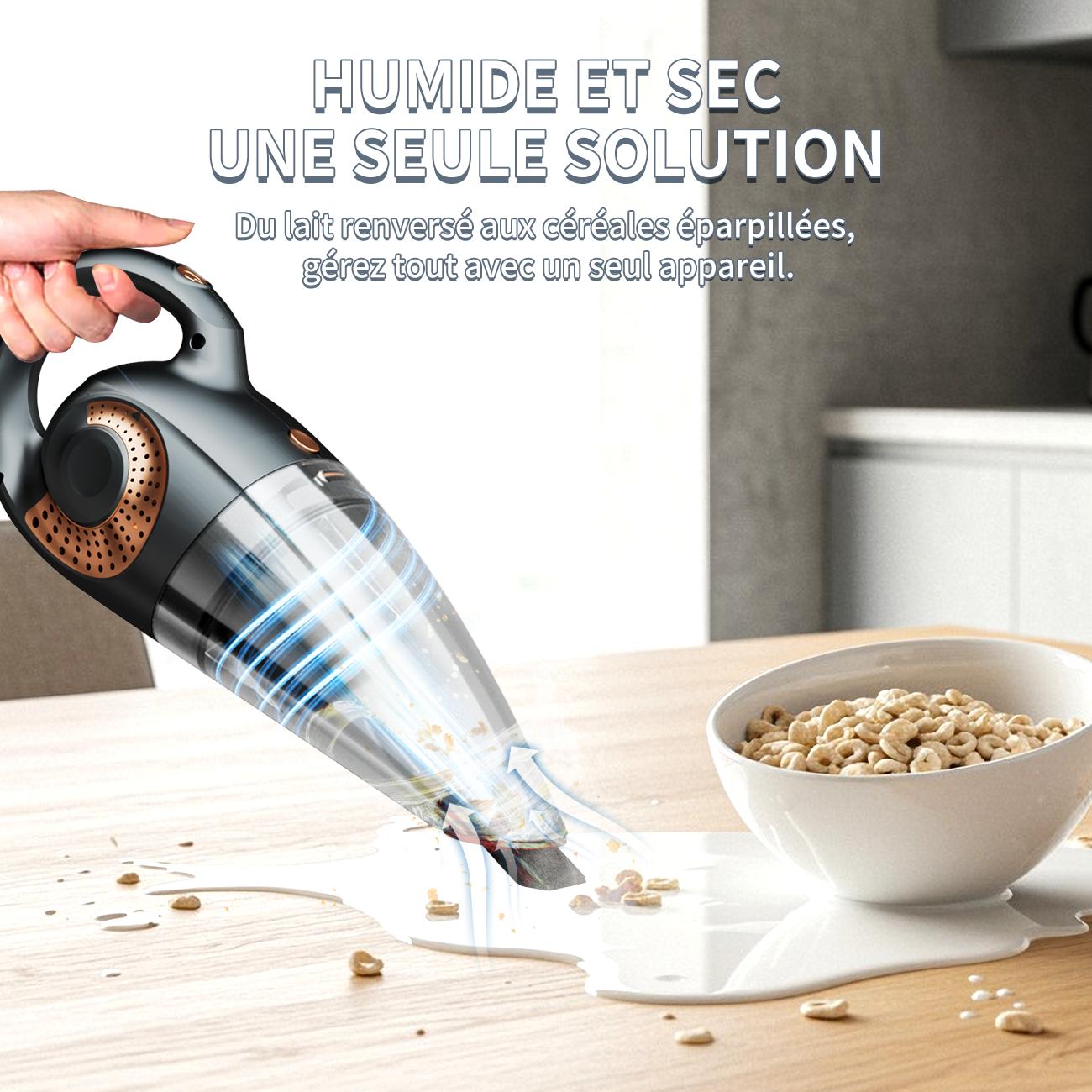 ATSHARK Aspirateur à Main Sans Fil Rechargeable, Puissance d'Aspiration 6000 Pa, Autonomie de 30 min Aspirateur Silencieux pour Voiture/Maison/Animaux, XL-620B