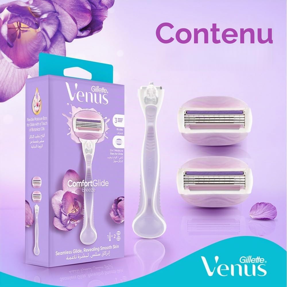 GILLETTE Venus ComfortGlide Breeze Rasoir pour Femme avec 2 Recharges