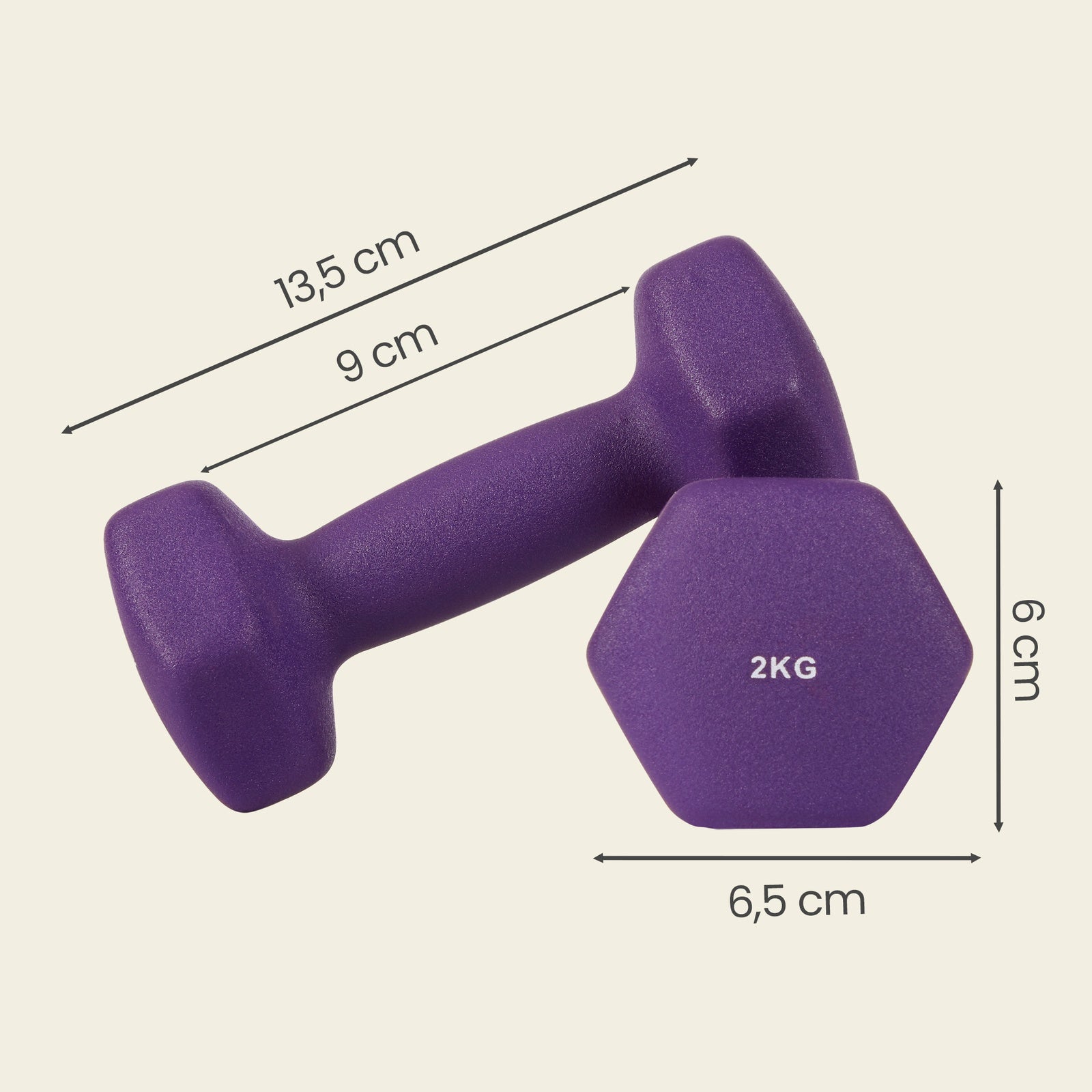 JOYFURNOSSet d’haltères hexagonaux avec support – 3 paires (1 kg, 1,5 kg, 2 kg), finition mate en néoprène, poids à main pour l’exercice à domicile – Jaune, Rose et Violet