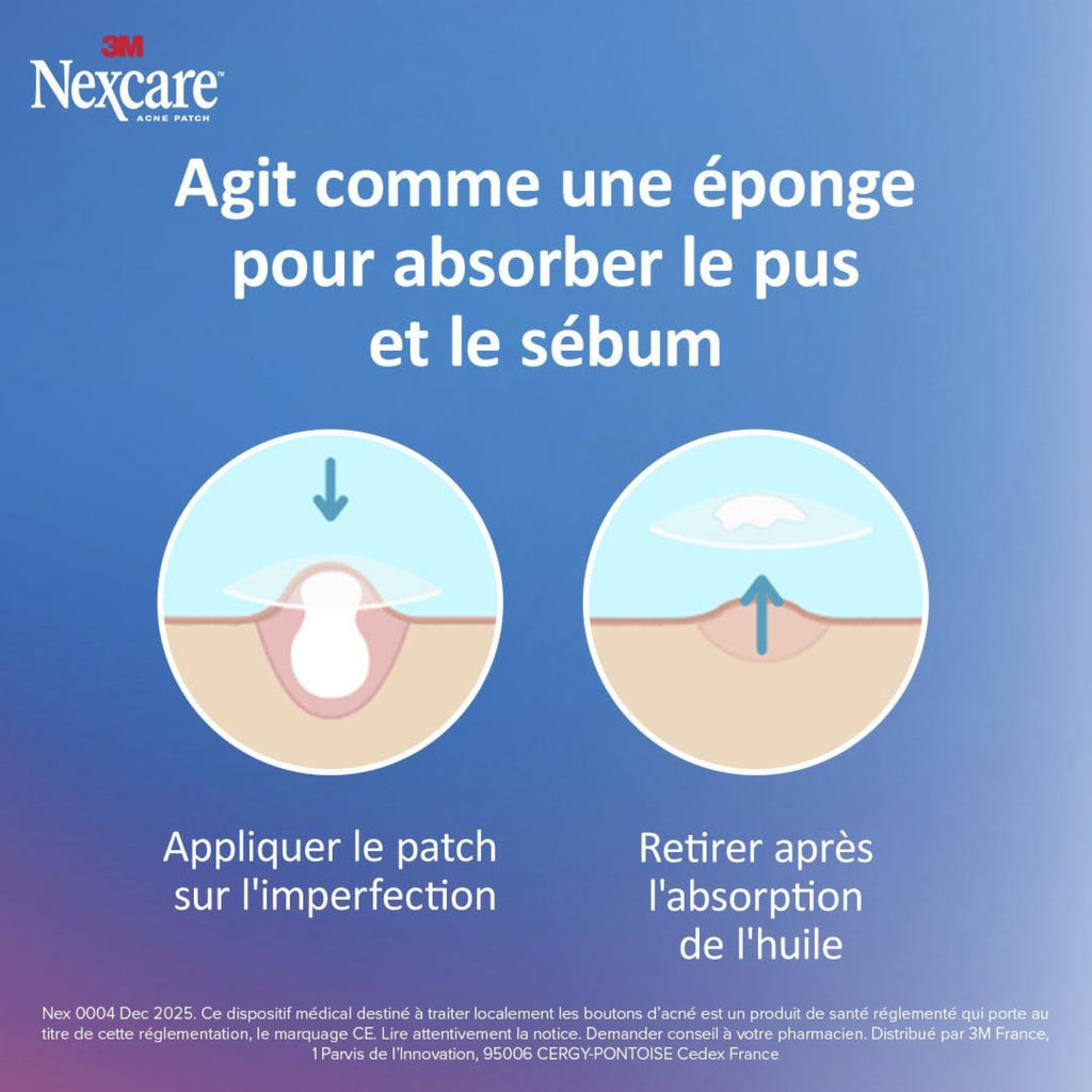 NEXCARE™ Patch anti-acné fin et transparent, 1x15x12 mm, 15/Paquet