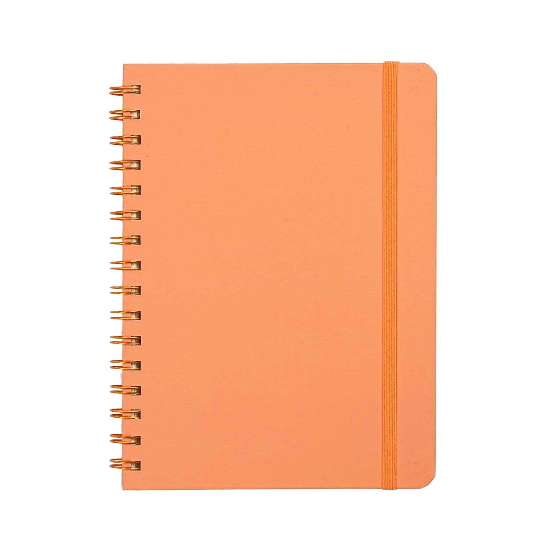 Jubiluu Carnet ligné A5 à spirales avec couverture rigide - 96 feuilles (papier offset 100 g), avec élastique - Journal ligné crème classique pour écriture, école, bureau et cadeaux - Beige sable