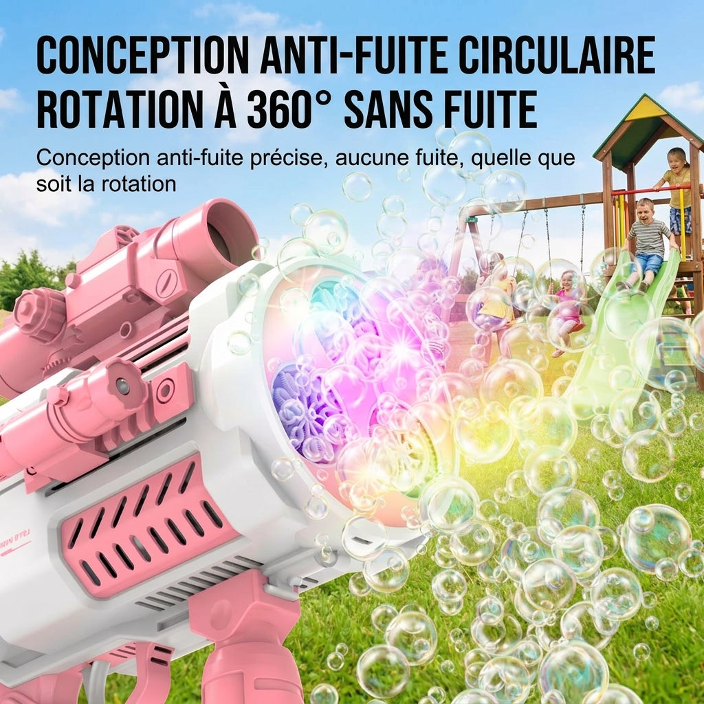 Tokky Pistolet à bulles avec lanceur de fusée magique rose - grand modèle rose, pour bulles de savon