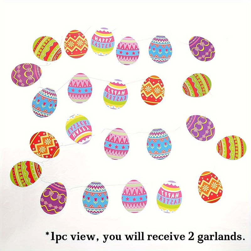 Yuejia 2 pièces, guirlande d'œufs de Pâques 9,8 pieds/3 m, bannière de décoration de Pâques, décoration de fête de Pâques, guirlande de printemps