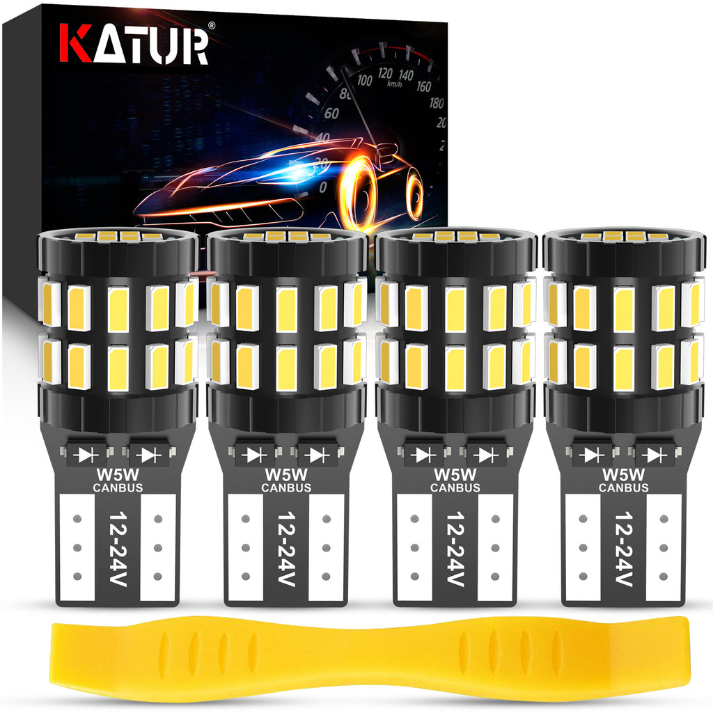 Katur 194 T10 W5W 501 168 Ampoule LED ultra lumineuse 6000 K blanc xénon 12-24 V compatible bus CAN sans erreur, ampoule LED de remplacement pour plafonnier, liseuse