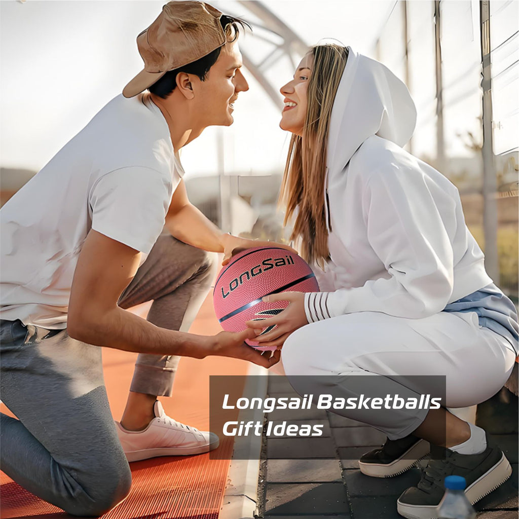 LONGSAIL Ballon de basket en caoutchouc de haute qualité 29,5 po Taille 7 Marron rougeâtre