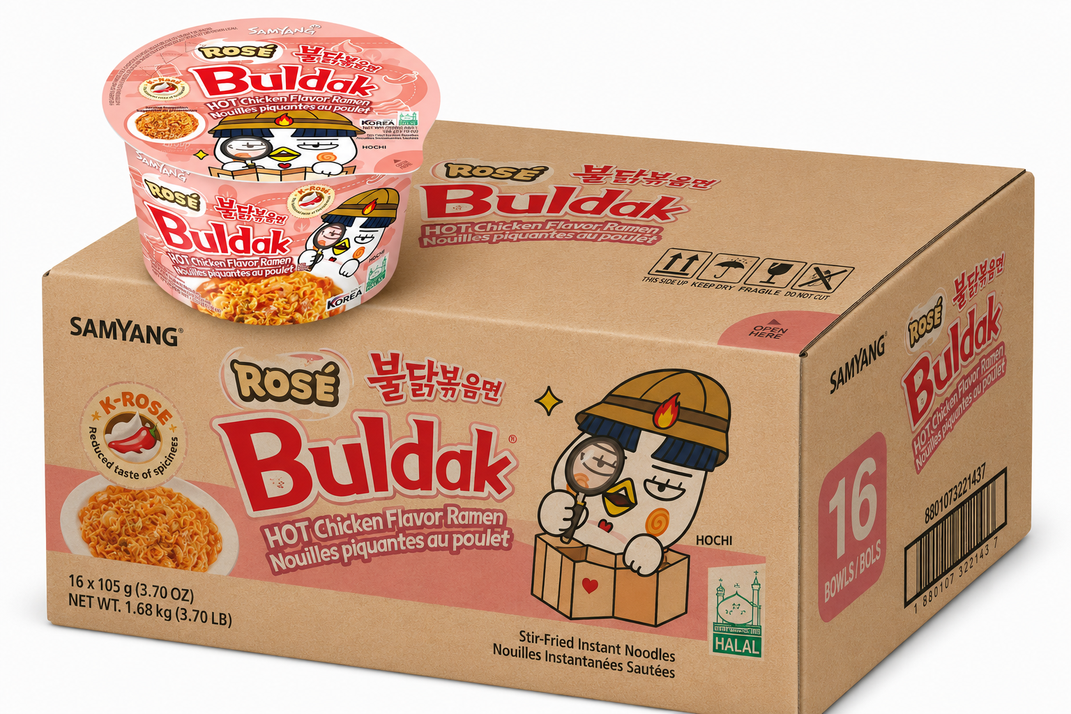 Samyang Ramen Bol de poulet épicé (saveur Carbonara crémeuse) 105 g x 16 (boîte)