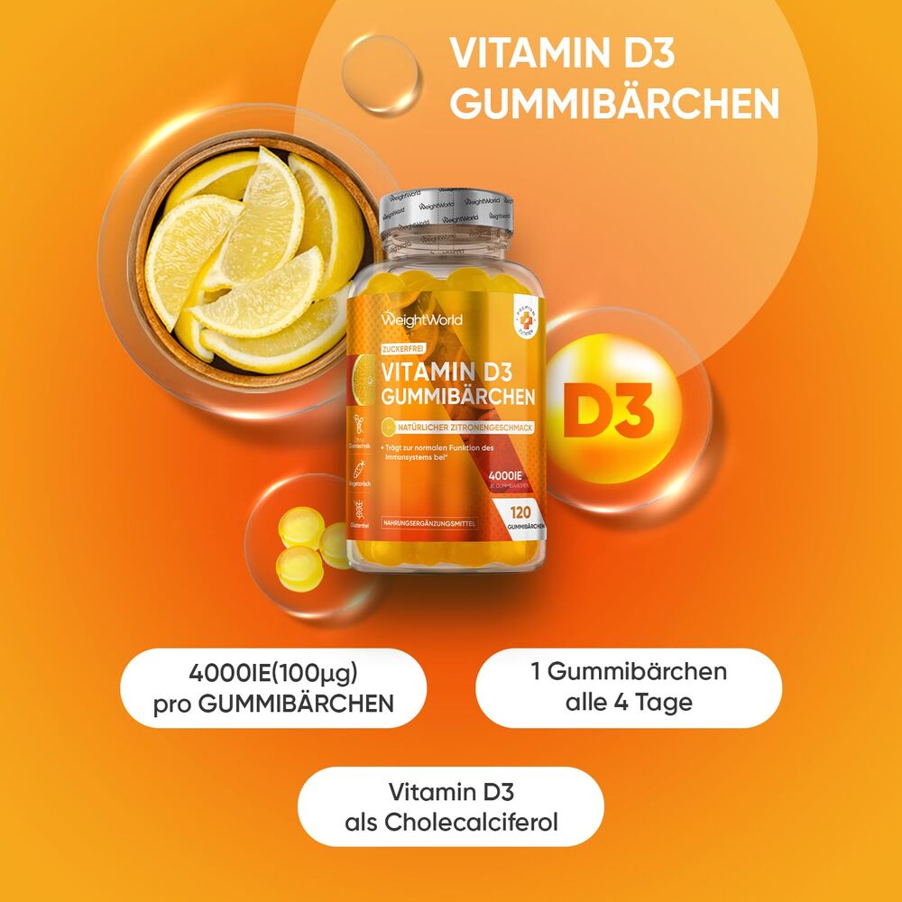 WeightWorld Vitamine D3 4000 UI 120 gommes