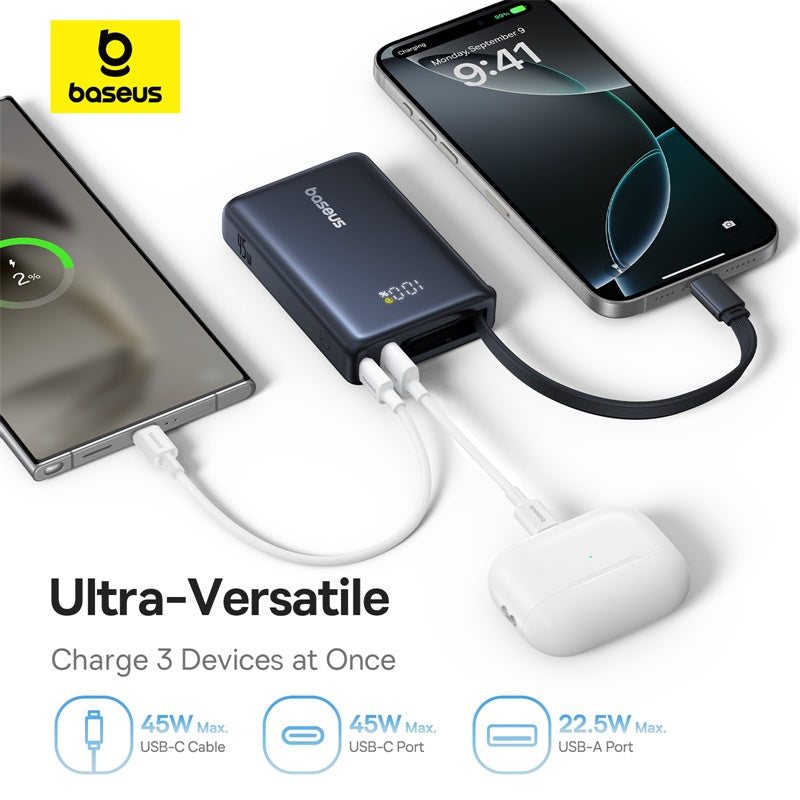 Baseus PicoGo Batterie externe numérique 10000mAh 45 W compatible iPhone 17 - Noir interstellaire