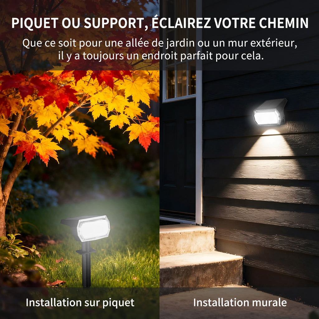 VIVREAL CPD-09 type 2 Lot de 2 lampes solaires 48 LED - Blanc chaud