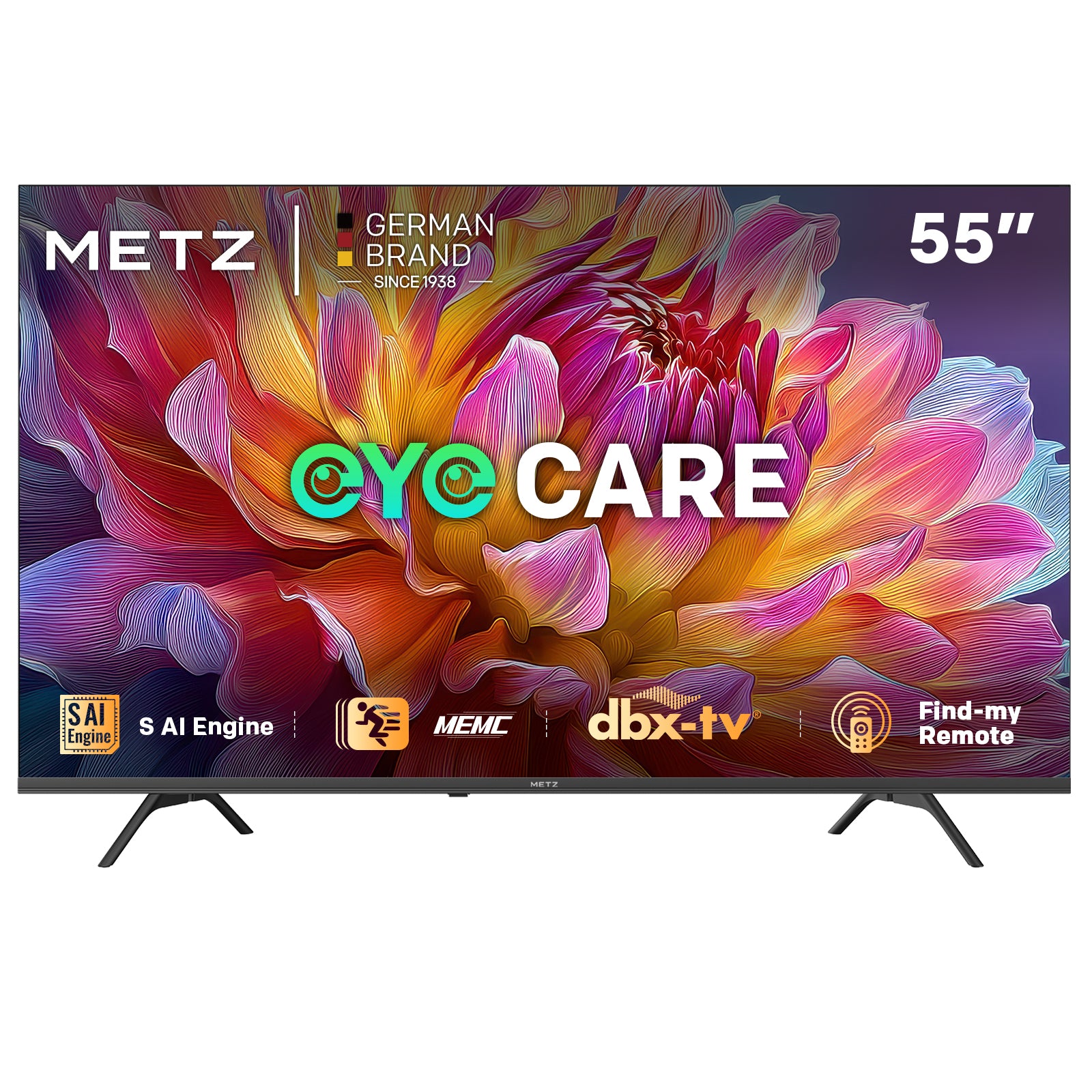 METZ 55MUF7000Z TV 55 pouces 140 cm 4K UHD Google TV, Dolby Vision & Atmos, HDR10, Remote Finder, Triple Tuner, CI+ Classe énergétique F