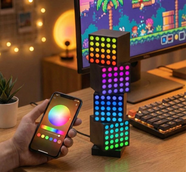 Yeelight Cube Lampe connectée cubique avec cube matriciel + base