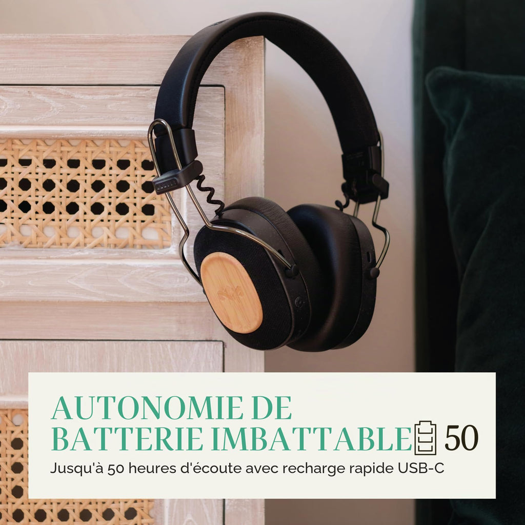 House of Marley Casque supra-auriculaire Bluetooth avec microphone - Noir