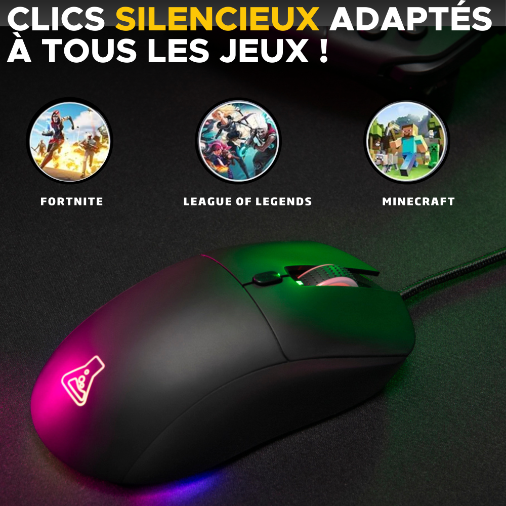 THE G-LAB Kult Cobalt Souris Gaming Filaire - 12800 DPI, 6 Boutons - Noir