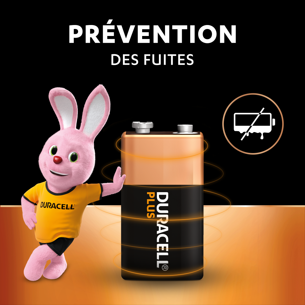 DURACELL Plus Lot de 4 piles 9 V alcalines, durée de vie garantie à 100%, idéales pour les appareils du quotidien, emballage 0% plastique, conservation 5 ans - 6LR61 MN1604