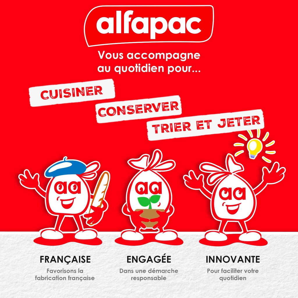 ALFAPAC Sacs Poubelle, 50 L, Fermeture Coulissante, Ultra-Résistants, sans Parfum, 10 Sacs