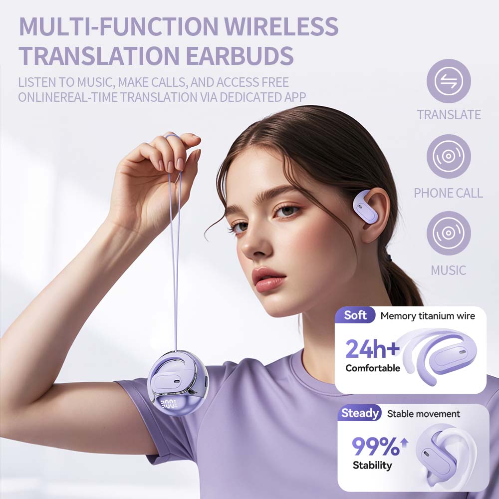 VoxorAI M112 Écouteurs Noir Écouteurs de sport Écouteurs de traduction IA Bluetooth Prise en charge traduction en temps réel 150 langues Adaptés aux études voyages et affaires