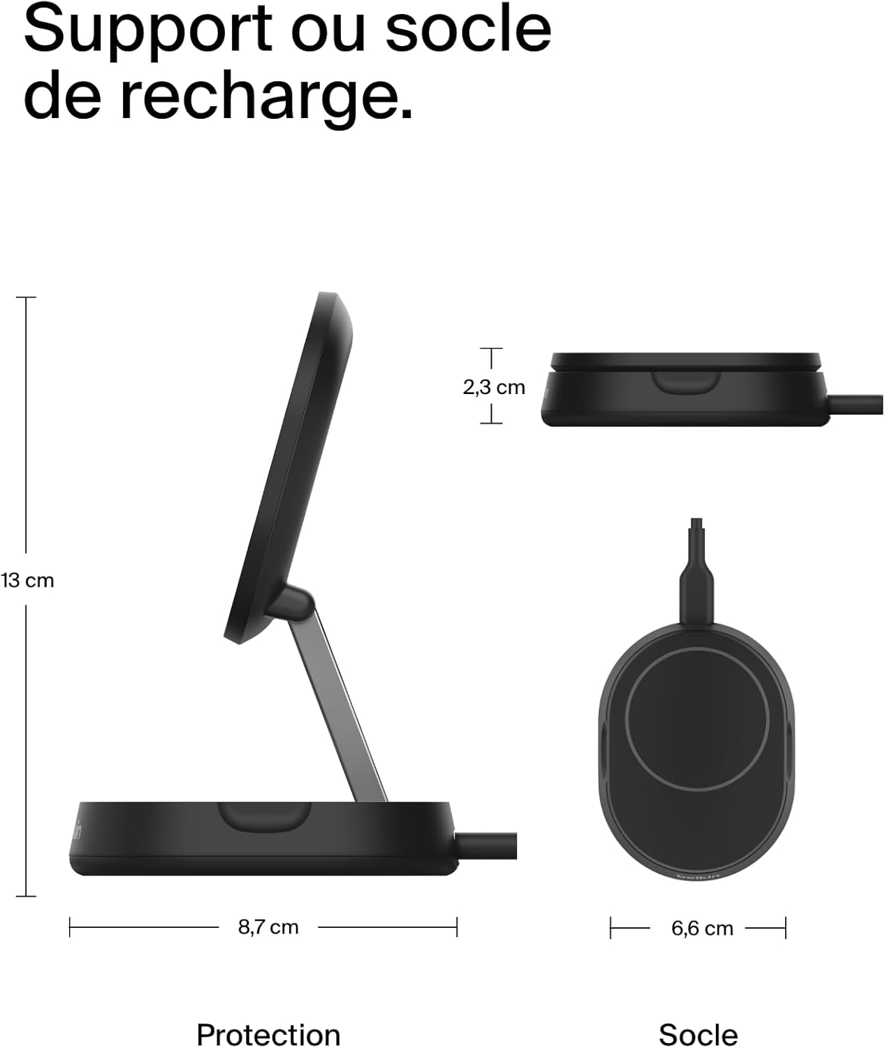 Belkin BoostCharge Pro Chargeur Sans Fil Magnétique et Pliable, Chargeur Magnétique Qi2 15W, Chargeur à Induction Compatible MagSafe pour iPhone 16/15/14, AirPods, Adaptateur Secteur 20W Inclus - Noir