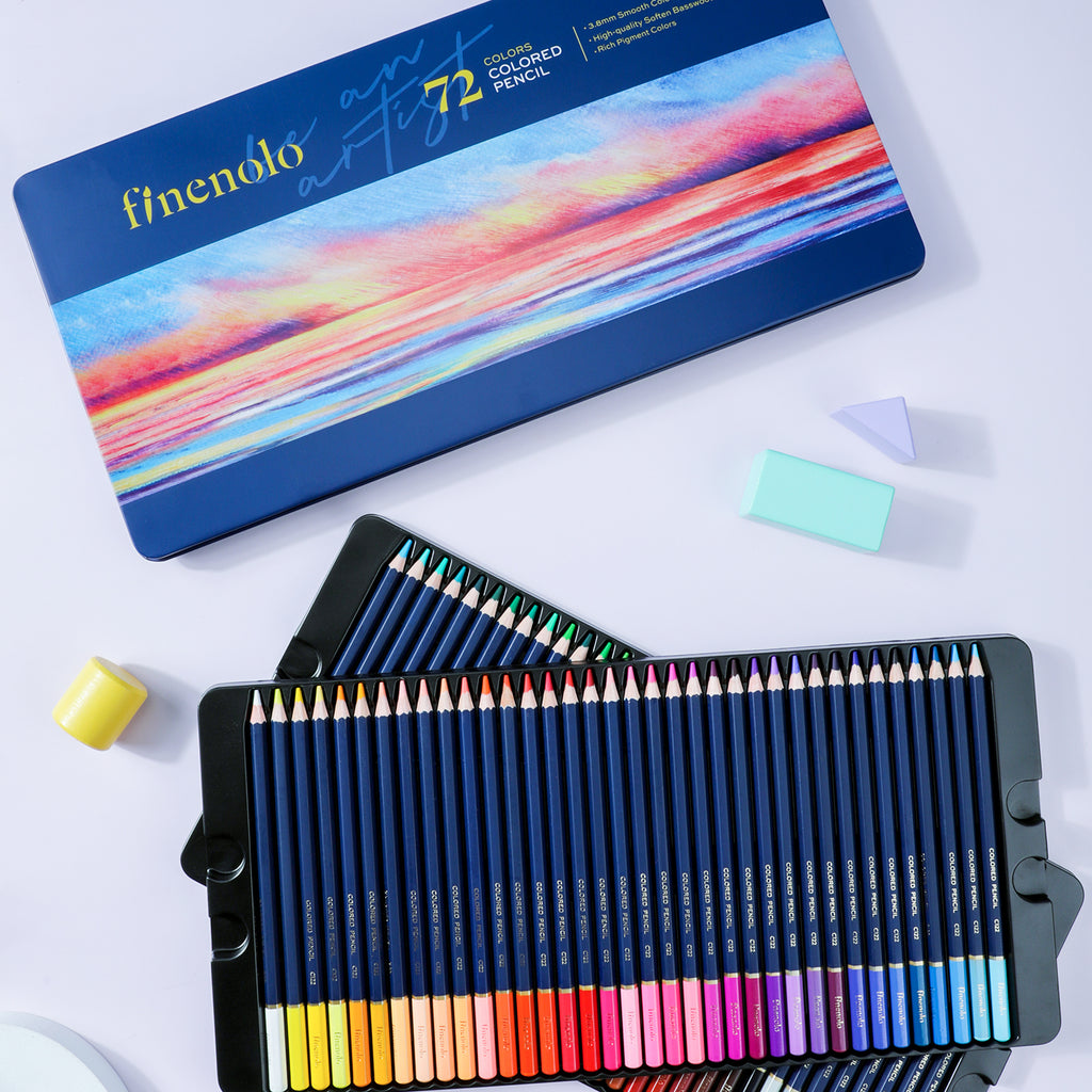 Deli Crayons de couleur Finenolo, boîte en métal, coffret de 72 couleurs