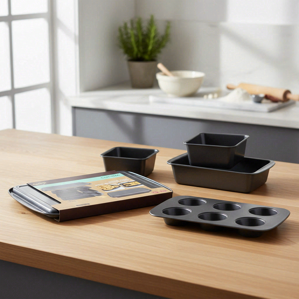 Set de 5 moules pour pâtisserie en acier gris