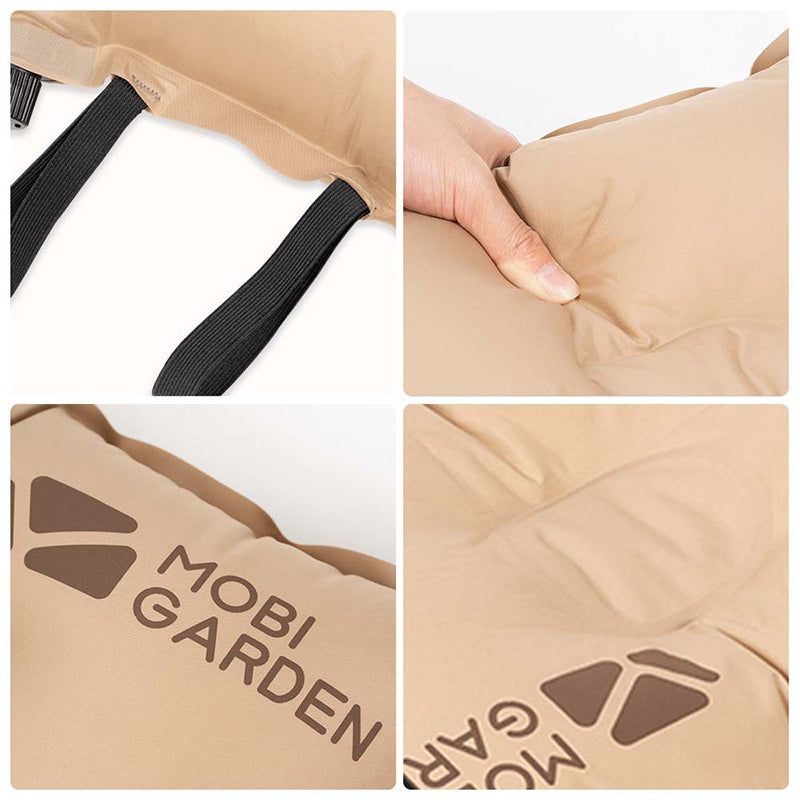 Mobi Garden, Oreiller gonflable, Oreiller de voyage et de camping, Beige, Soutien cervical et lombaire, Coussin d'extérieur léger