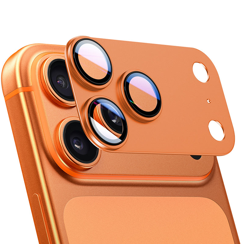 Protection d’objectif pour iPhone 17 Pro Max, haute transmittance, alliage métallique, anti-choc, orange, 1 pièce