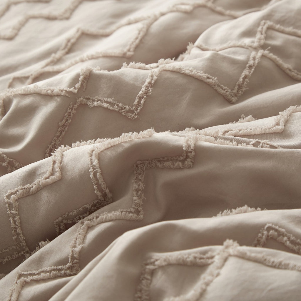 MEEALLHOME Parure de lit tuftée marron - 1 housse 200 x 220 cm et 2 taies 80 x 80 cm