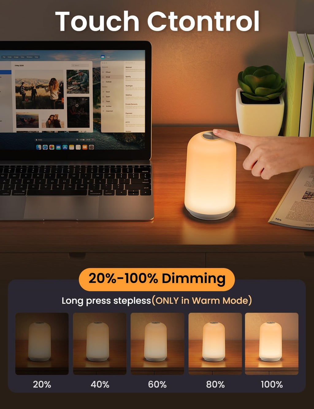 LIFX Veilleuse LED rechargeable avec 12 SMD LED, blanc chaud + 7 couleurs RGB, dimmable en continu, 1 W, 5 V–1 A, ABS + métal, pour chambre et chambre d'enfant