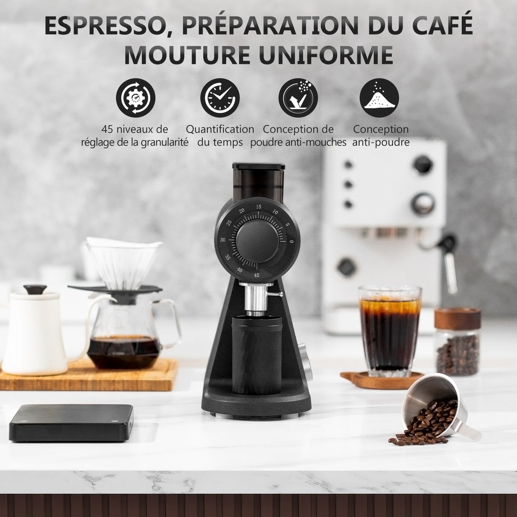 STARSEEKER Moulin à café électrique 74 mm pour espresso et café filtré avec minuteur