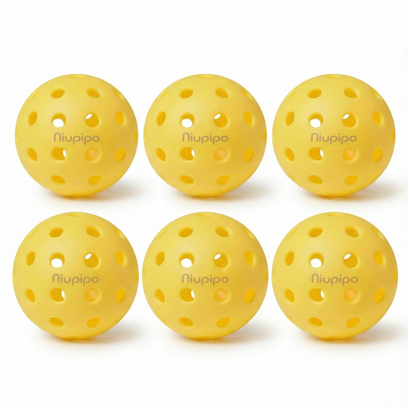 NIUPIPO Lot de 6 balles de pickleball d’extérieur en TPE - Diamètre 74 mm