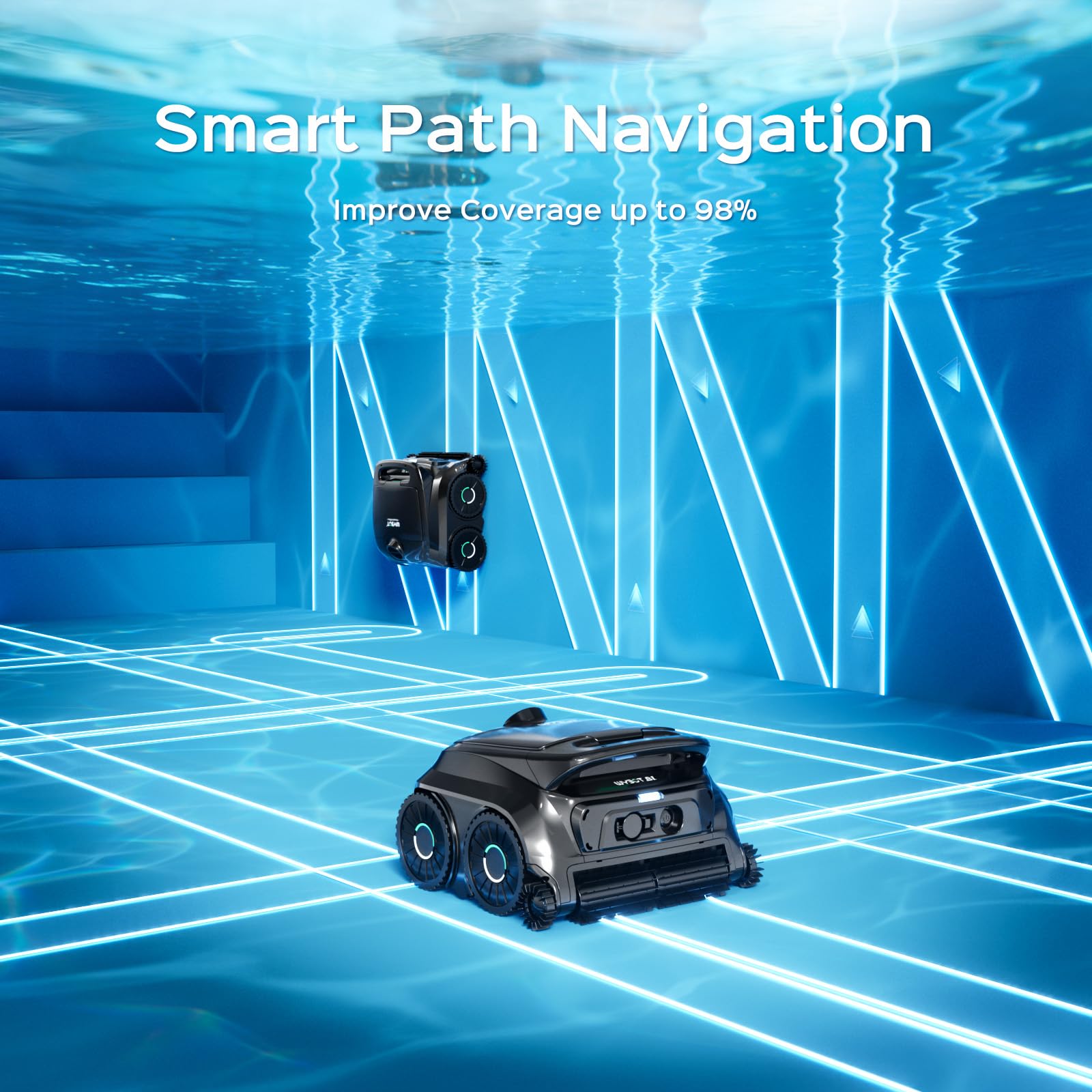 WYBOT B1 robot nettoyeur de piscine, mise à jour OTA, nettoyage du fond et des parois, aspirateur de piscine sans fil 120 min d'autonomie pour piscines enterrées et hors sol