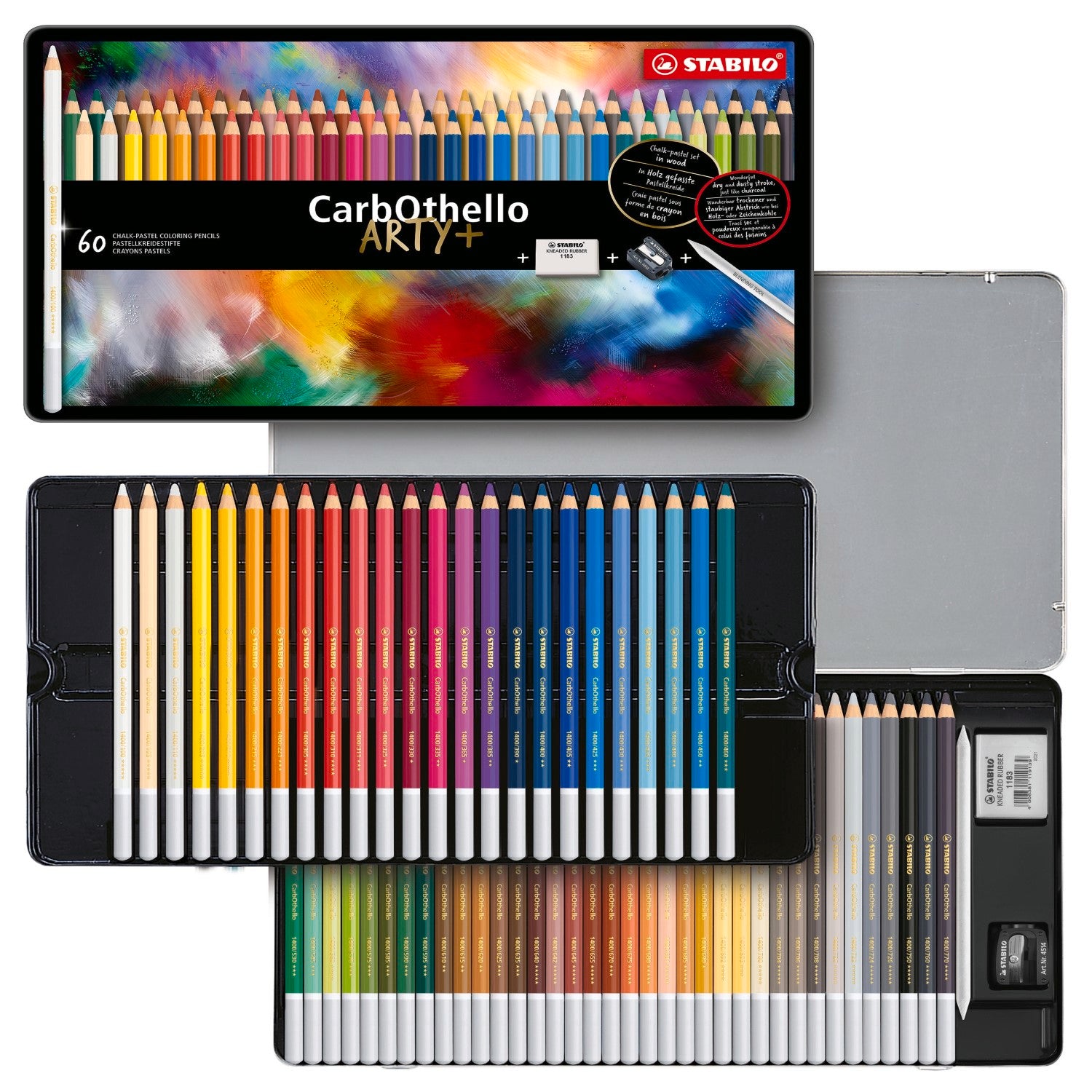 STABILO CarbOthello ARTY+ Boîte métal de 60 crayons-craie pastel
