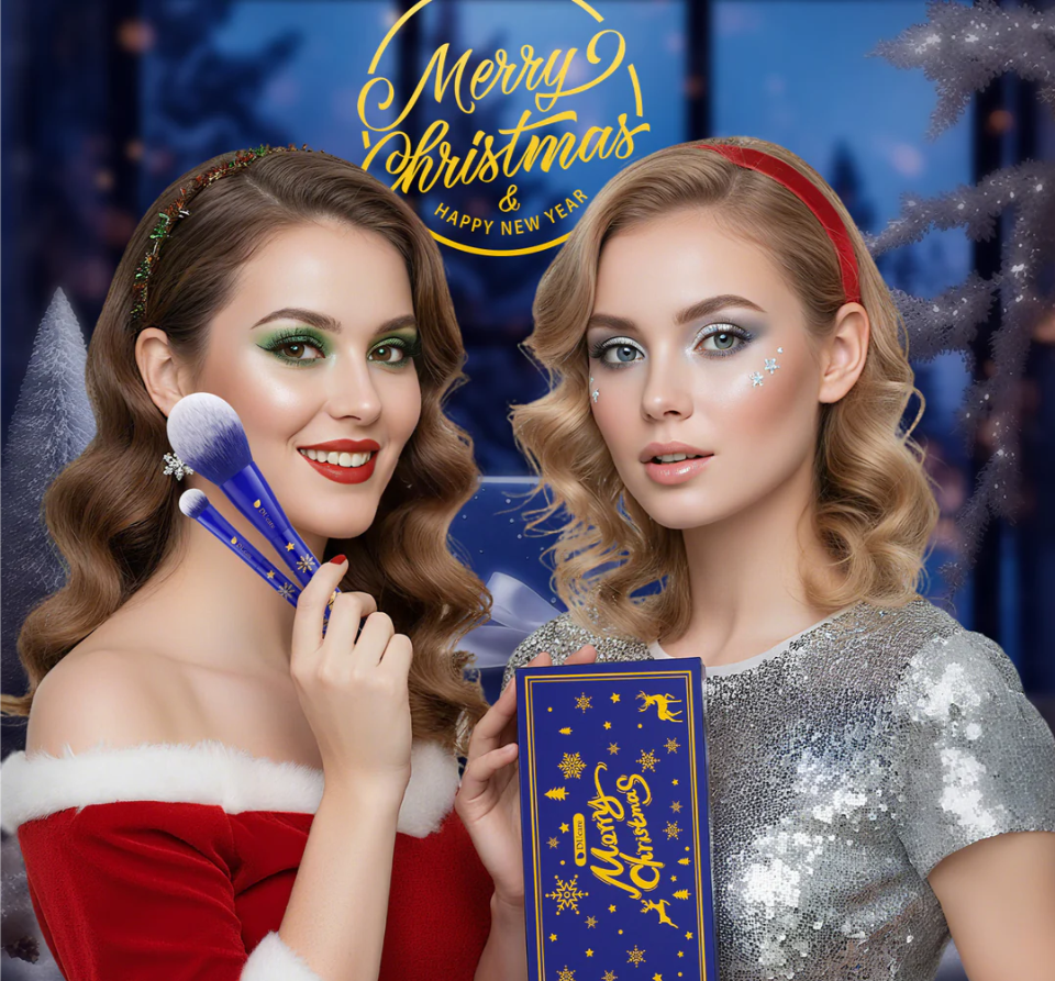 DUcare Set de 6 Pinceaux de Maquillage - Bleu Noël