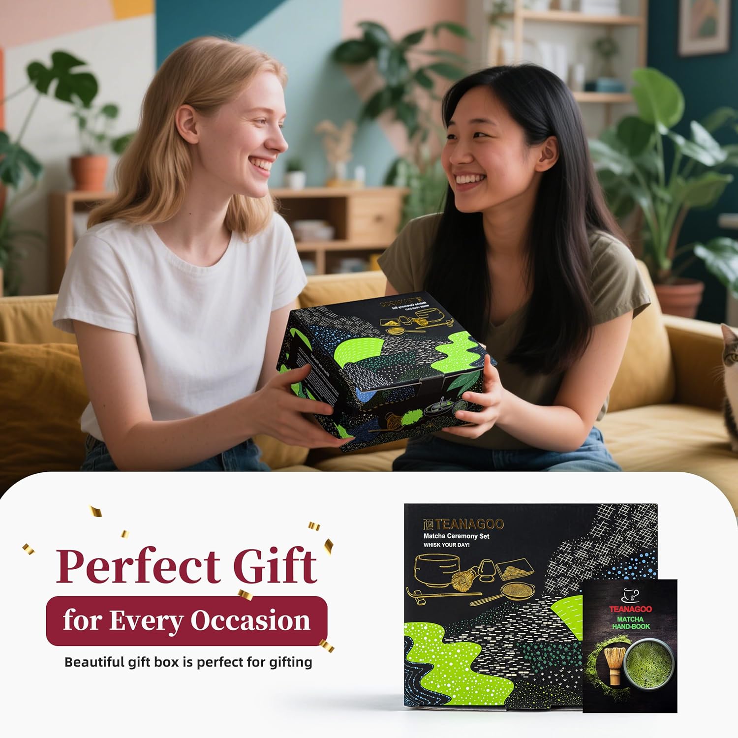 TEANAGOO Fouet à Matcha, Set Matcha en Céramique 9 Pièces, Kit Matcha pour Cérémonie, Set à Thé Matcha pour Préparer Petit-Déjeuner/Matcha Latte