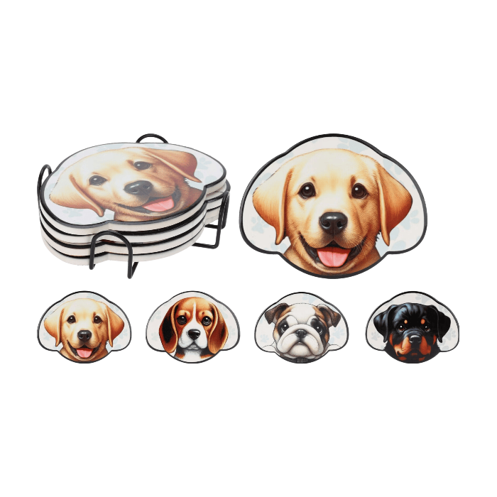 Jeu de jouets en carton pour chien Coaster - 4 pièces avec support