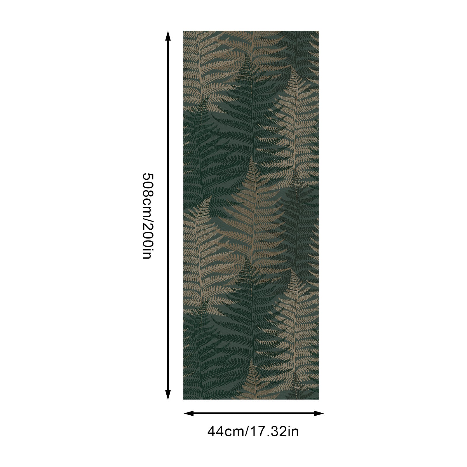 Murgall Papier peint autocollant motif feuilles de fougères - 44 x 508 cm