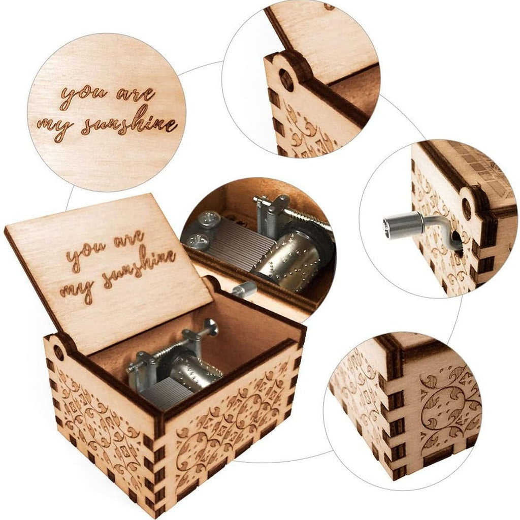 Alphynix Boîte à musique "You Are My Sunshine" en bois