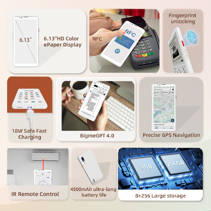 Bigme HiBreak Pro, écran couleur, liseuse E-ink 6,13 pouces, Android 14, 8 Go + 256 Go, caméra 5 MP/20 MP, liseuse à papier électronique respectueuse des yeux